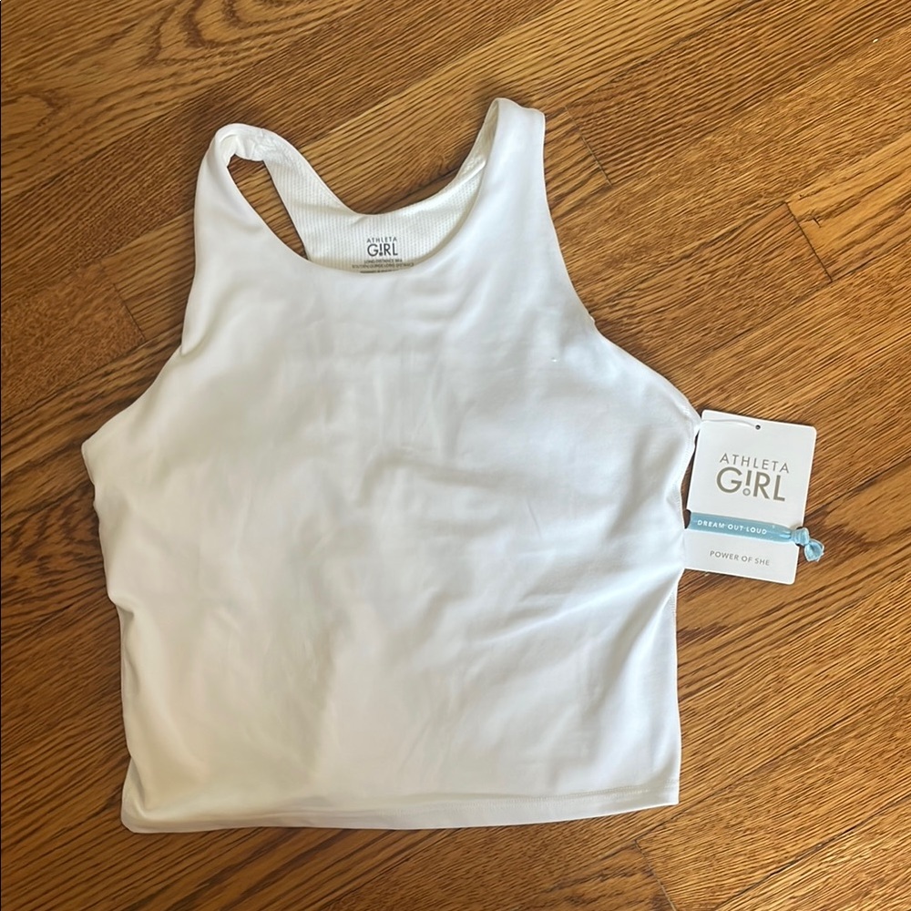 Athleta White Fitted Crop Tank Top